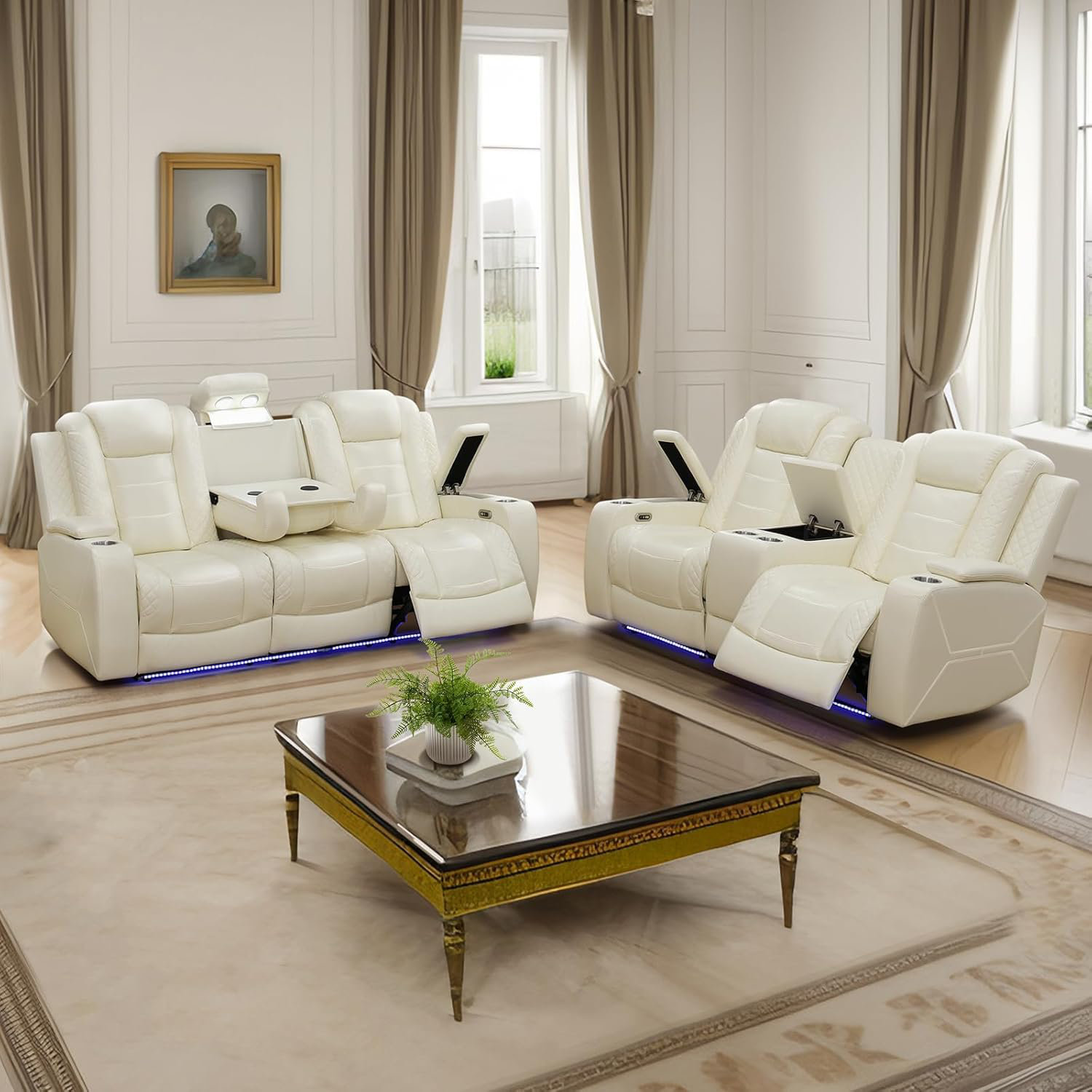 Ivy Bronx Rea+ Breathing Leather 2-Piece Living Room Recliner Sofa